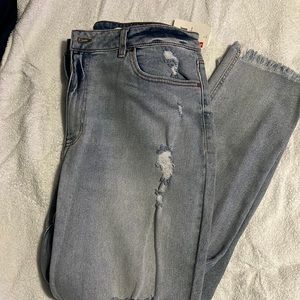 Cropped straight leg jeans